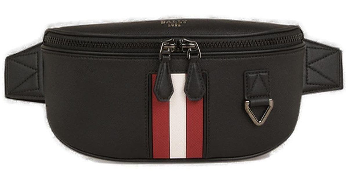 waist bags and bumbags Mens Bags Belt Bags Bally Leather Striped Zip-up Belt Bag in Black for Men 