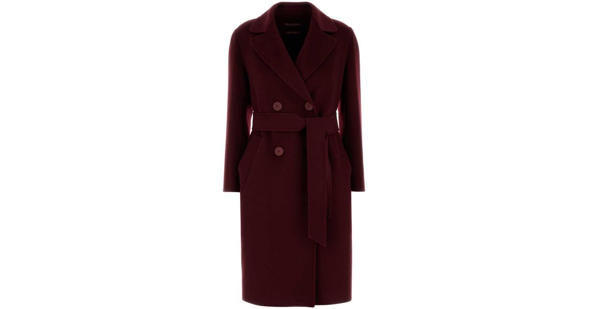コート MAX MARA BURGUNDY CASHMERE AND WOOL CANNETI COAT Max Mara Burgundy Cashmere And Wool Canneti Coat in Purple