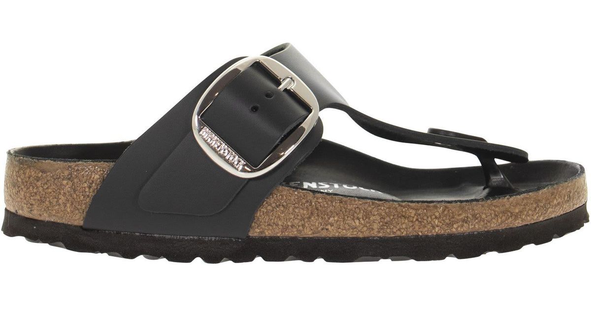Birkenstock Leather Gizeh Big Buckle in Black - Lyst
