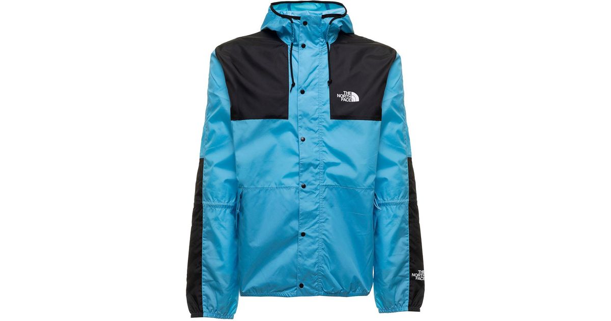 light blue north face jacket