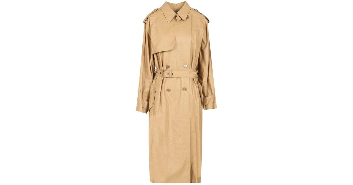 Isabel Marant Freanne Long Trench Coat in Natural | Lyst