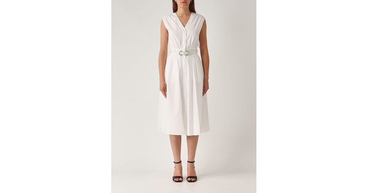 【送料&関税込】Michael Kors Cotton Popeline Midi Dress Dres Michael Kors Cotton Popeline Midi Dress Dress in White | Lyst