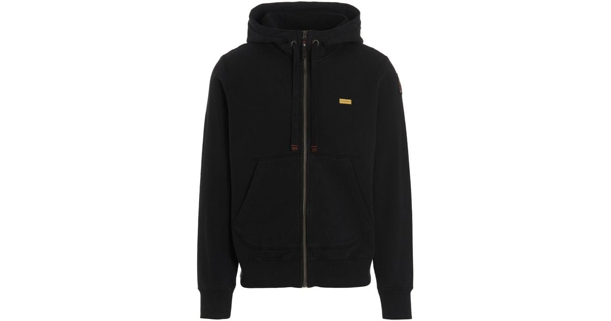 Parajumpers Cotton Charlie Embo Hoodie in Black for Men | Lyst