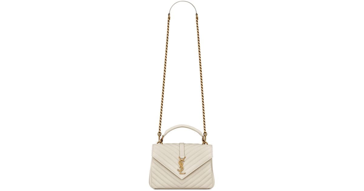 Saint Laurent Medium Quilted College Shoulder Bag in Natural Lyst