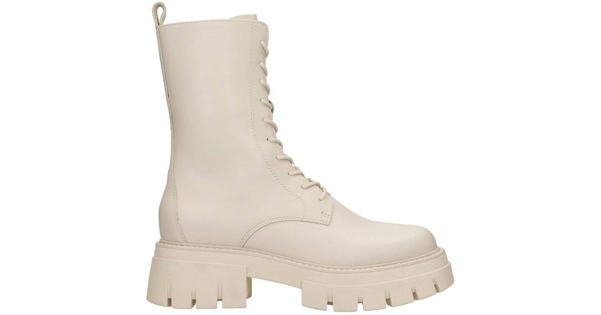 Ash Liam Combat Boots In Leather in Beige (Natural) - Lyst