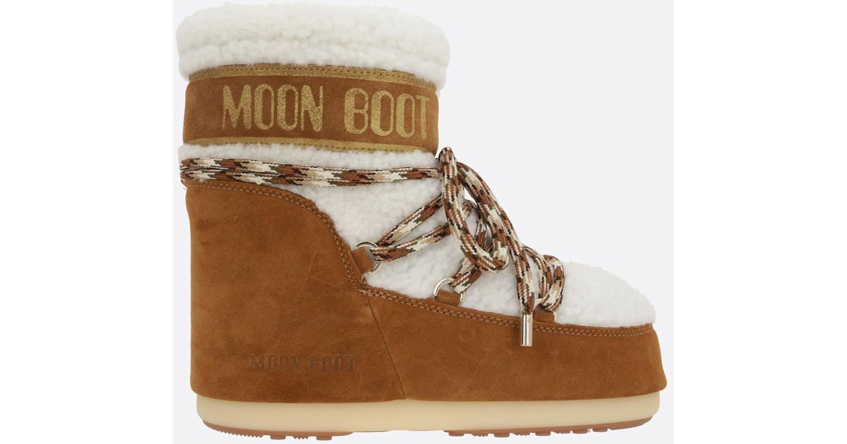 Moon Boot Mb Icon Low Suede And Shearling Snow Boots in Brown | Lyst UK