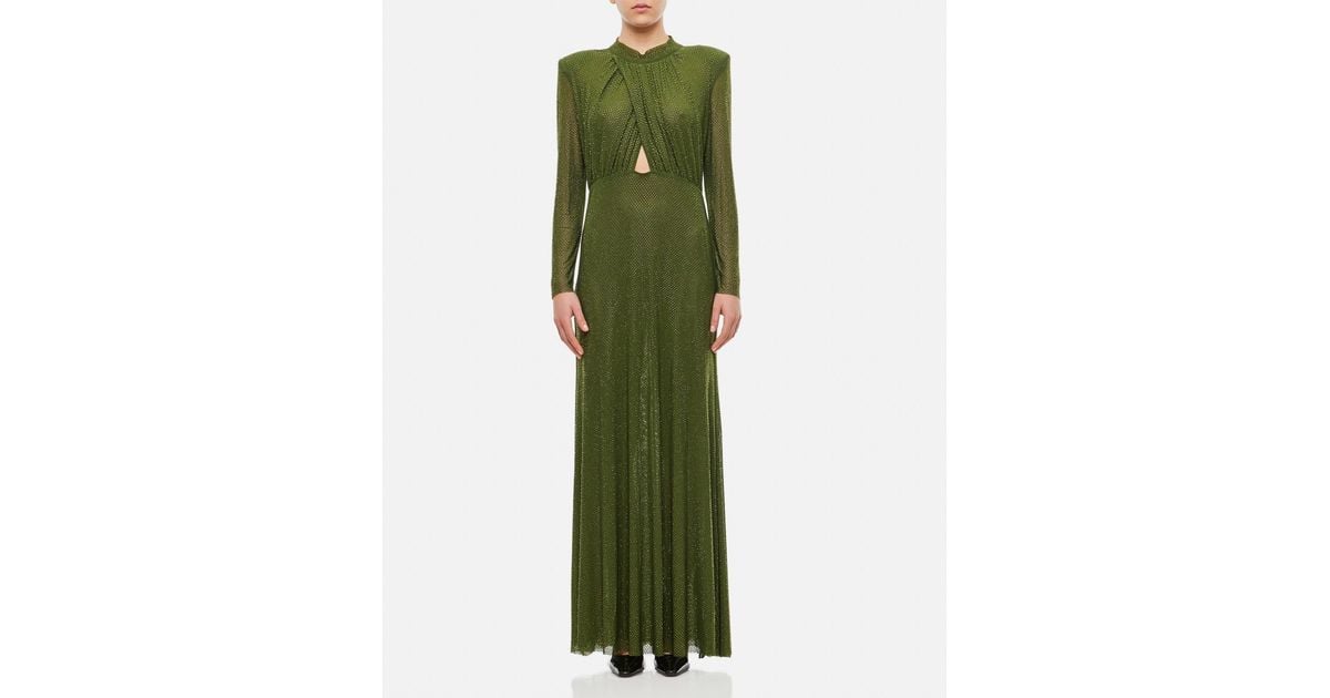 self portrait olive green rhinestone maxi dress Green Rhinestone Maxi Dress – self-portrait-US