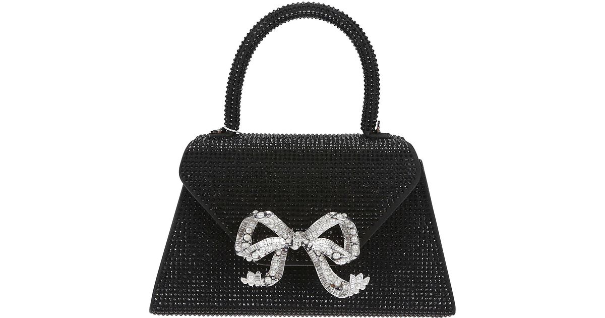 SelfPortrait Hotfix Bow Envelope Mini Bag in Black Lyst
