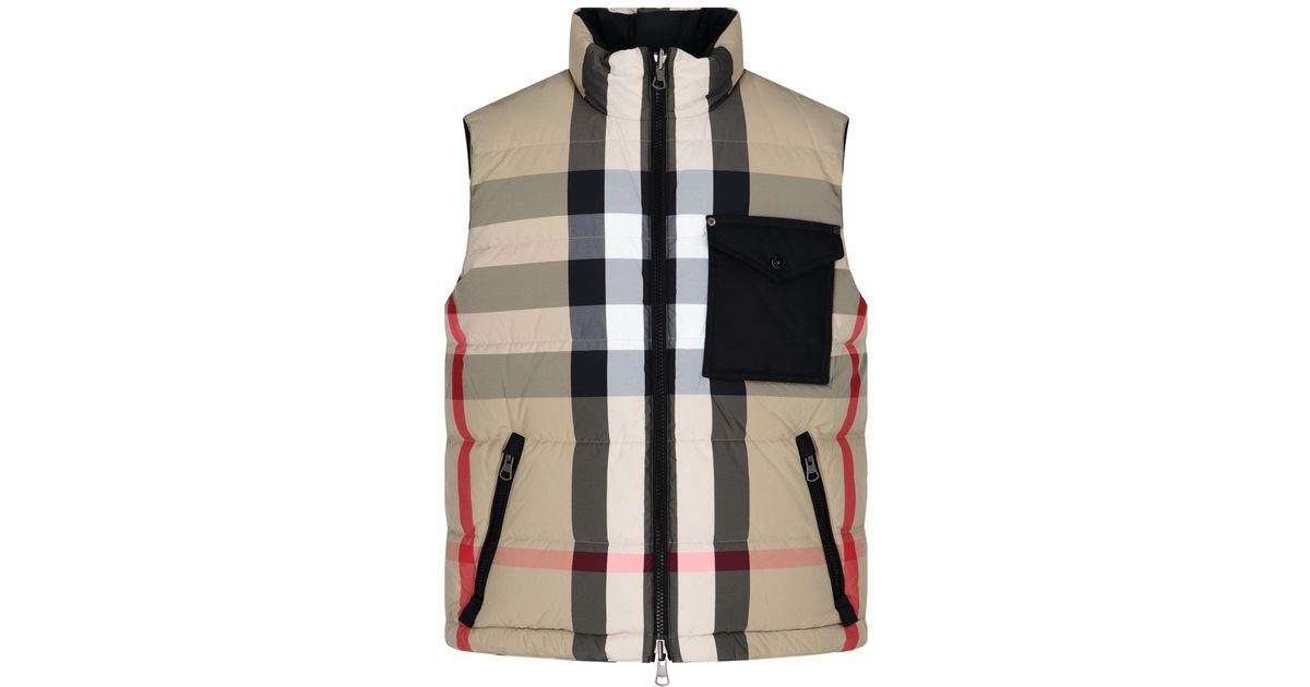 Burberry Synthetic Reversible Padded Vest in Beige (Natural) for Men - Lyst