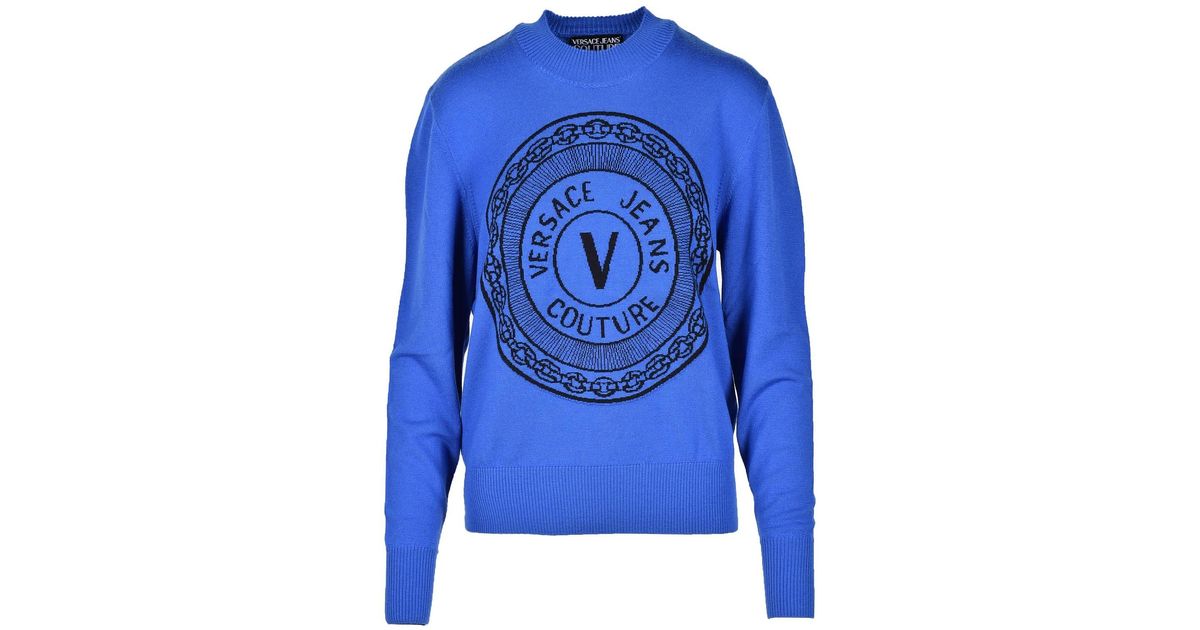 Versace Jeans Couture Blue Sweater | Lyst