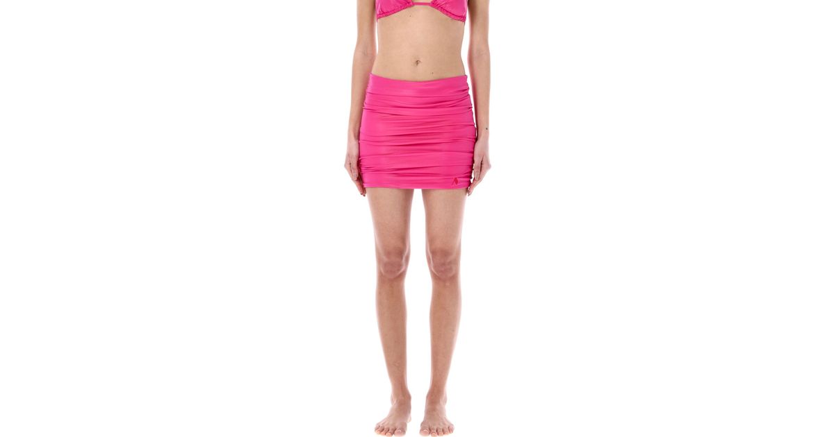 The Attico Wet Lycra Mini Skirt in Pink | Lyst