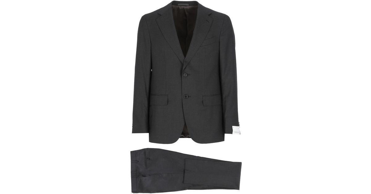 Caruso Wool Suit in Dark Grey (Black) for Men | Lyst UK