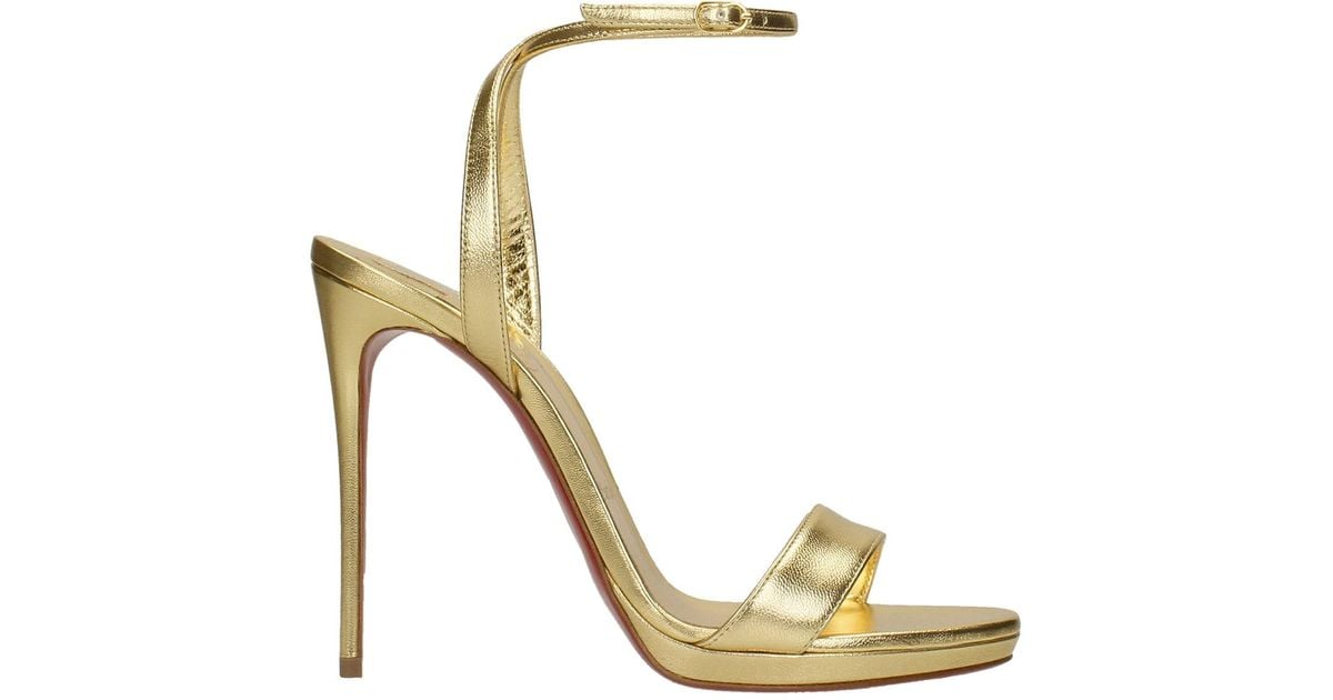 Christian Louboutin Loubi Queen 120 Sandals In Gold Leather in Metallic
