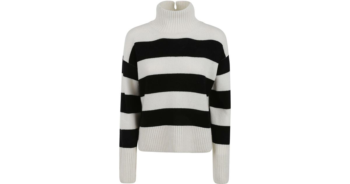 Dondup High-neck Stripe Knit Sweater in Black | Lyst
