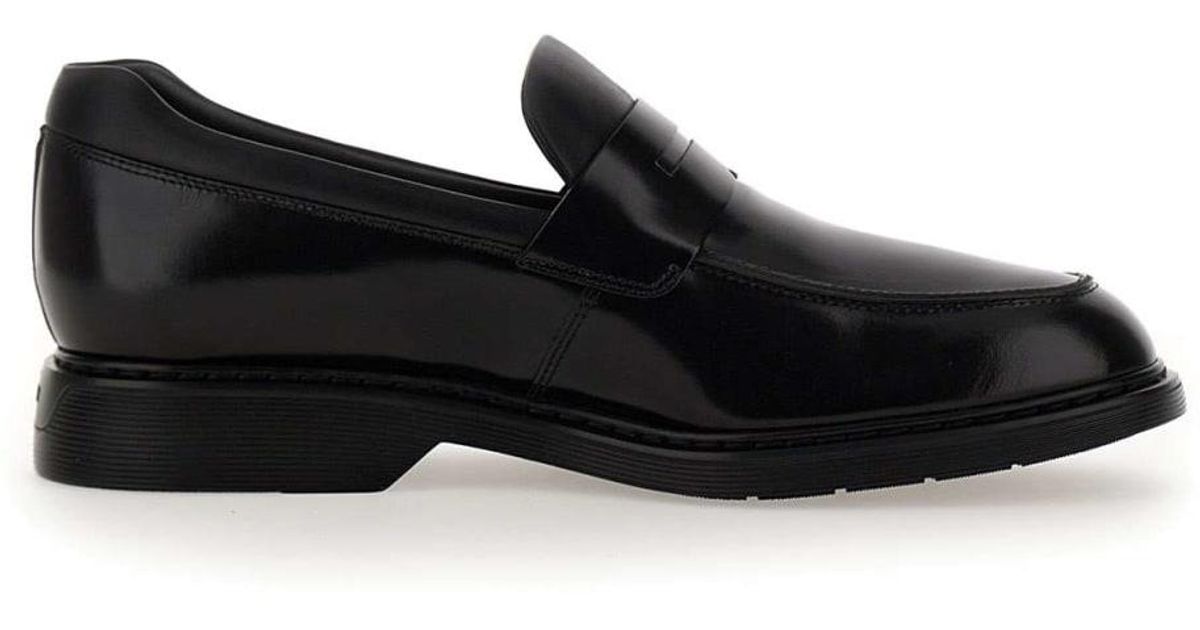 Mens Slip-on shoes Hogan Slip-on shoes for Men Hogan Leather Moccasin H576 in Nero White Save 9% 