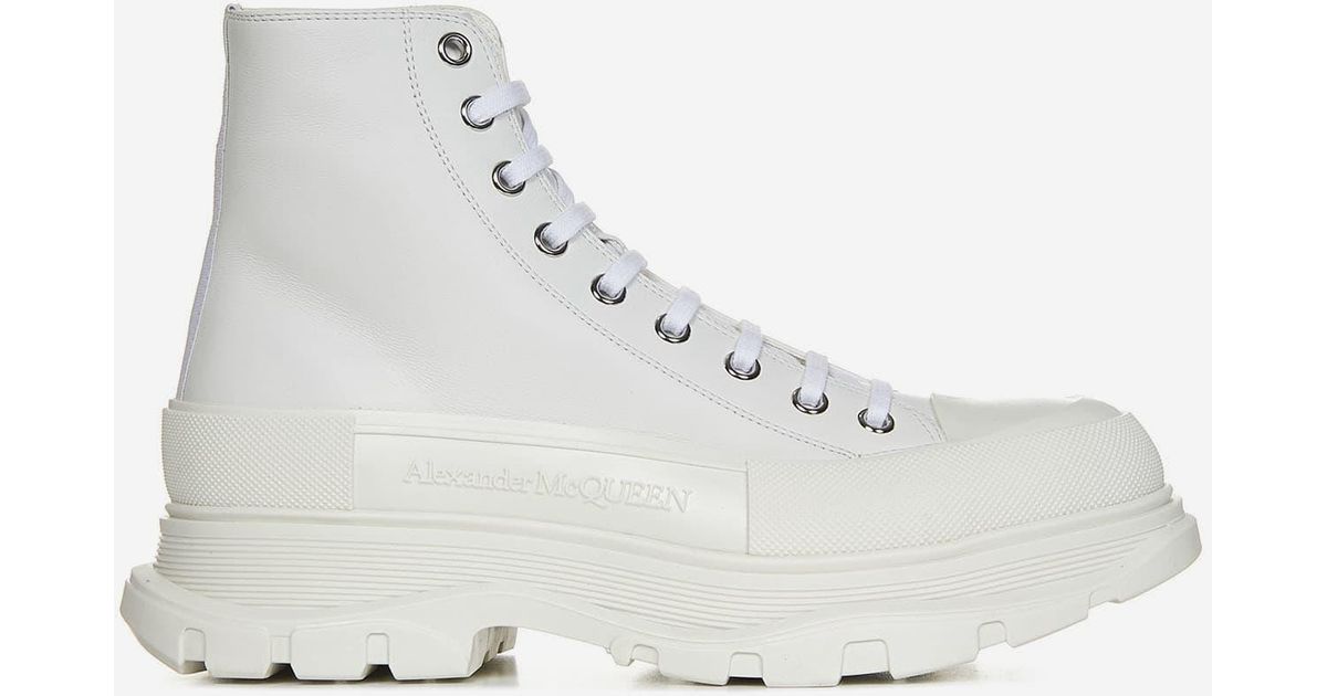 Alexander McQueen Tread Slick Boots in White for Men | Lyst