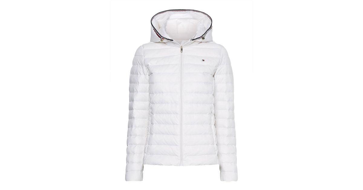 Tommy Hilfiger Light Down Jacket With Hood in White | Lyst