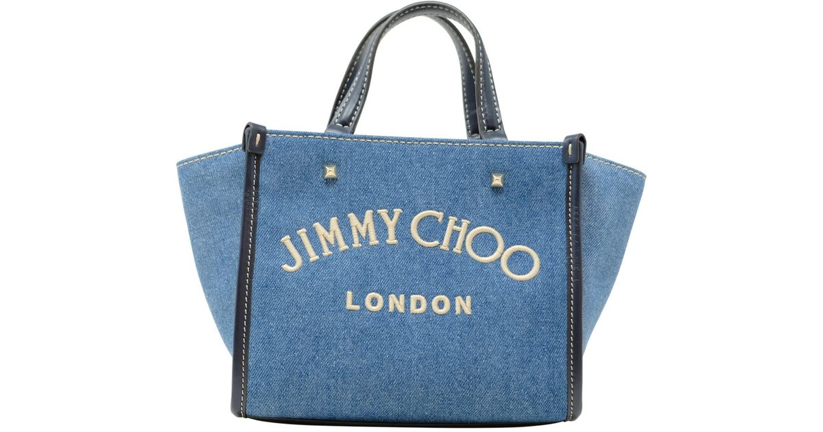 Jimmy Choo Fabric Varenne Small Tote Bag in Blue | Lyst