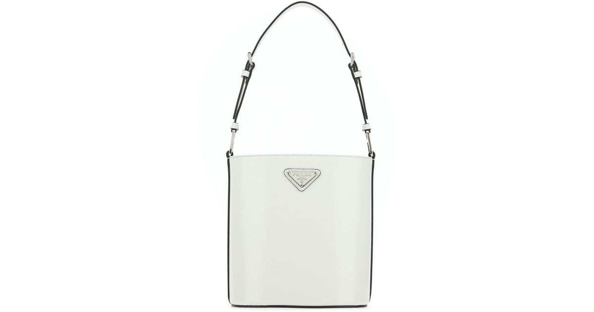Prada White Leather Bucket Bag Lyst