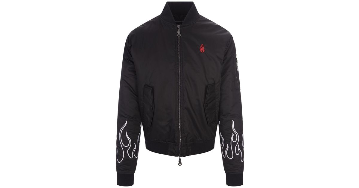 VISION OF SUPER RED FLAMES BOMBER JACKET Man Black