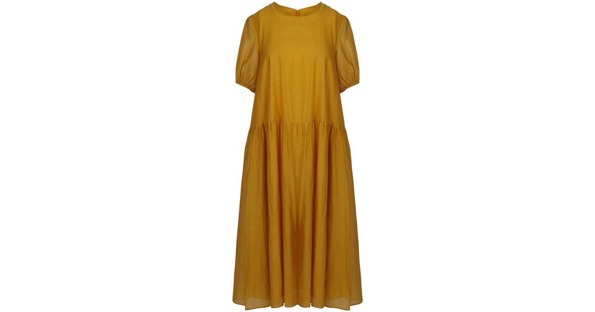 Max Mara S Max Mara Olimpia Voile Midi Dress in Yellow | Lyst