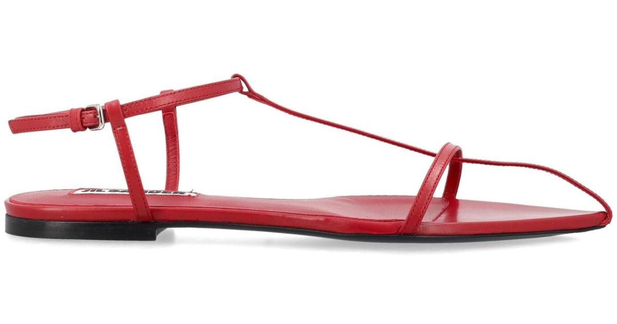 【関税＆送料込み】Jil Sander Flat Cage Sandals Jil Sander Flat Cage Sandals in Red | Lyst