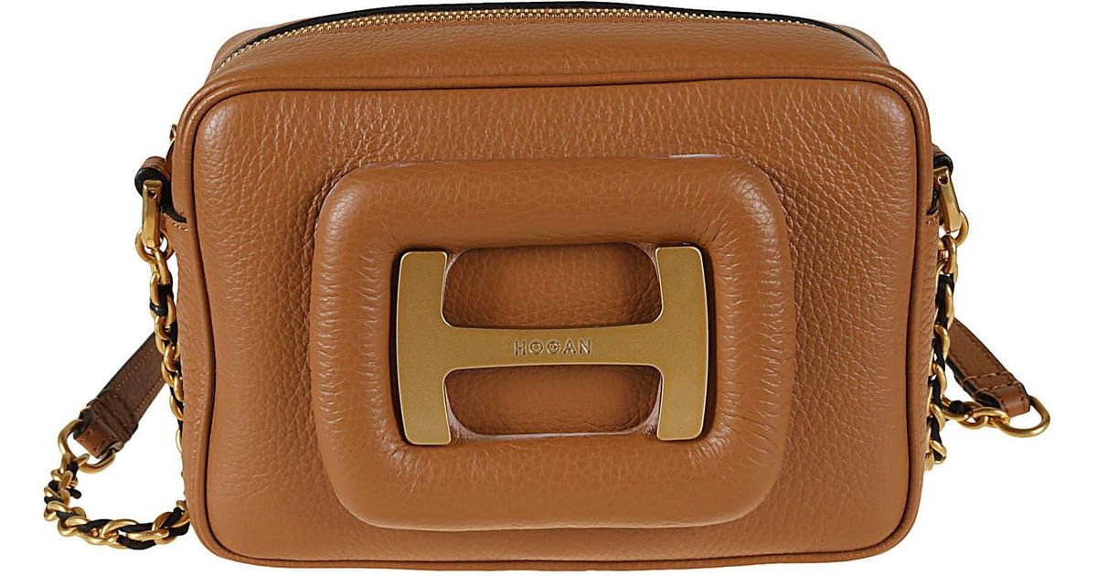 Hogan Logo Chain Strap Camera Shoulder Bag in Cognac (Brown) | Lyst