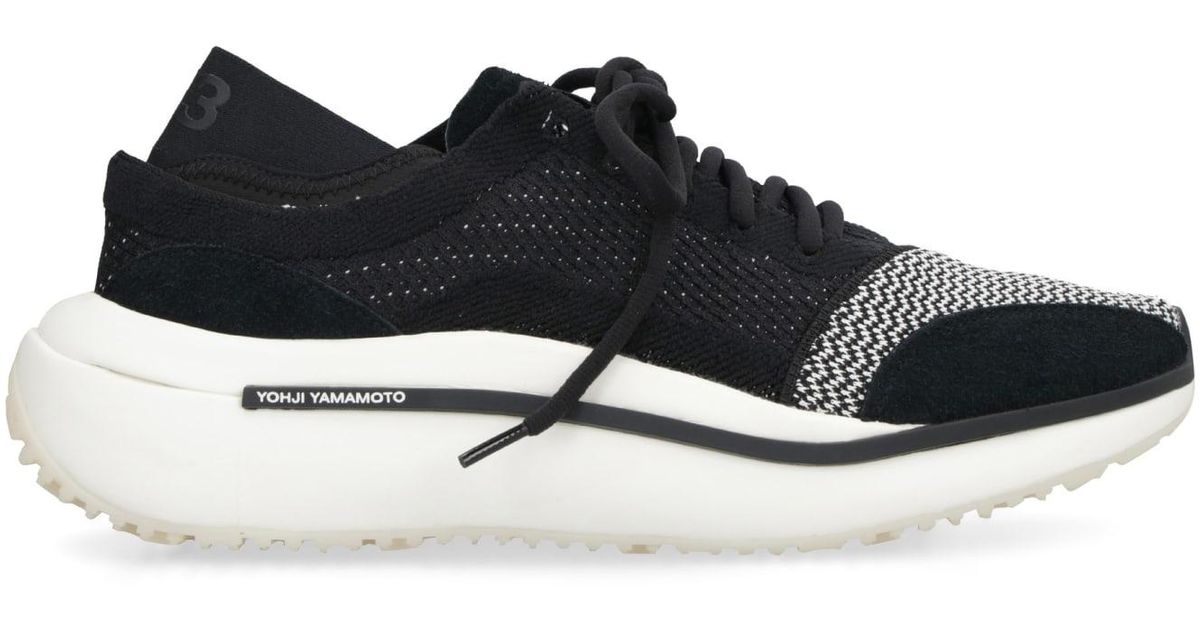 Y-3 Qisan Knit Fabric Low-top Sneakers in Black for Men | Lyst