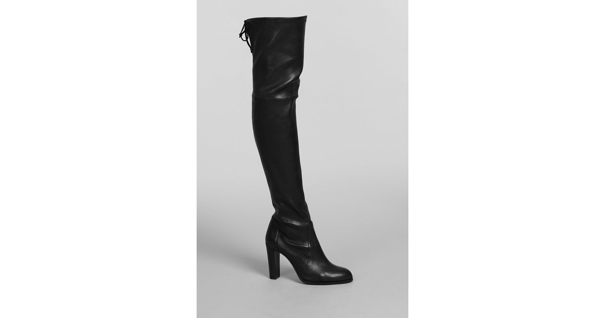 stuart weitzman black Highland High Heels Boots In Black Leather