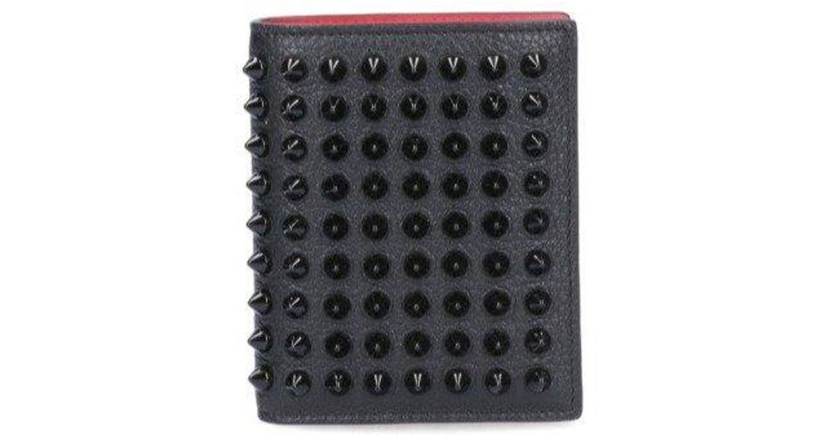 小物 CHRISTIAN LOUBOUTIN PAROS Paros - Wallet - Grained calf leather and spikes - Black