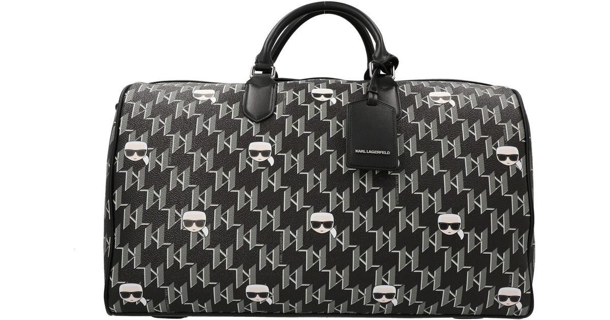 Karl Lagerfeld K/ikonik Monogram Duffel Bag in Black | Lyst UK
