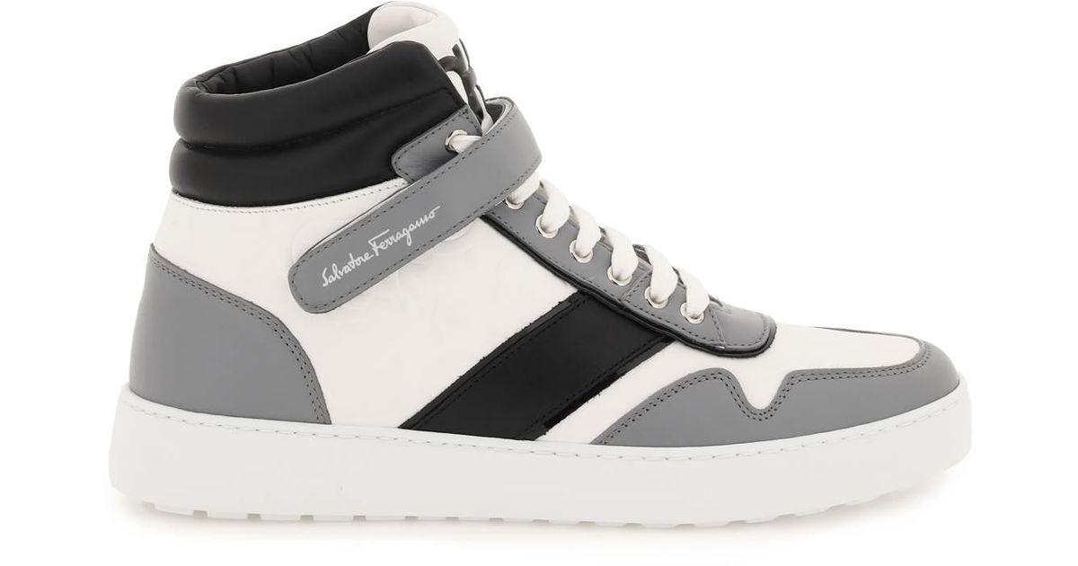 Ferragamo Gancini Leather Hi-top Sneakers for Men | Lyst