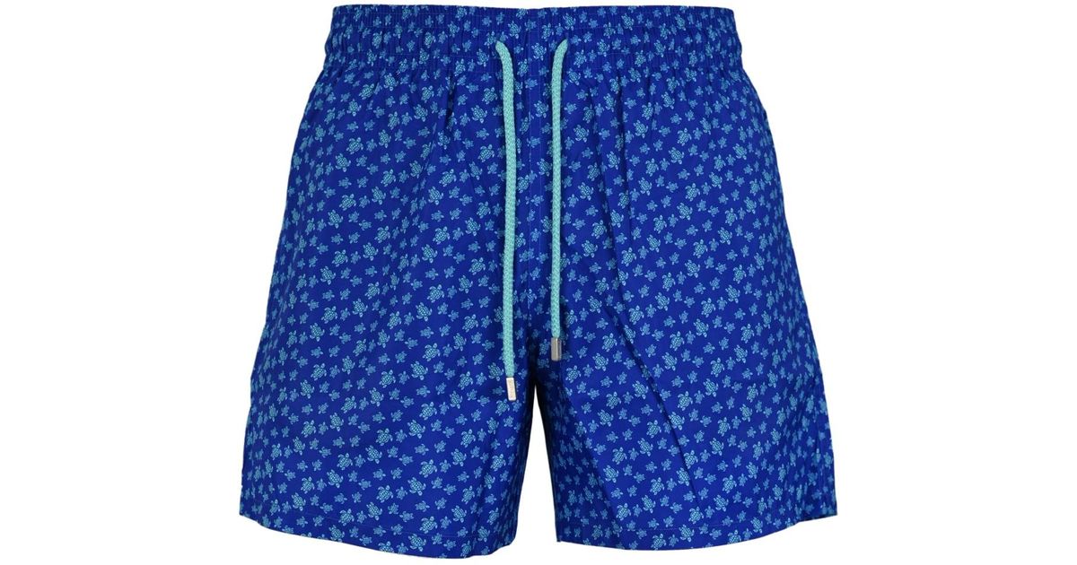 Vilebrequin Cotton Micro Ronde Des Tortues Ultralight And Packable S Swim Trunks in Blue for