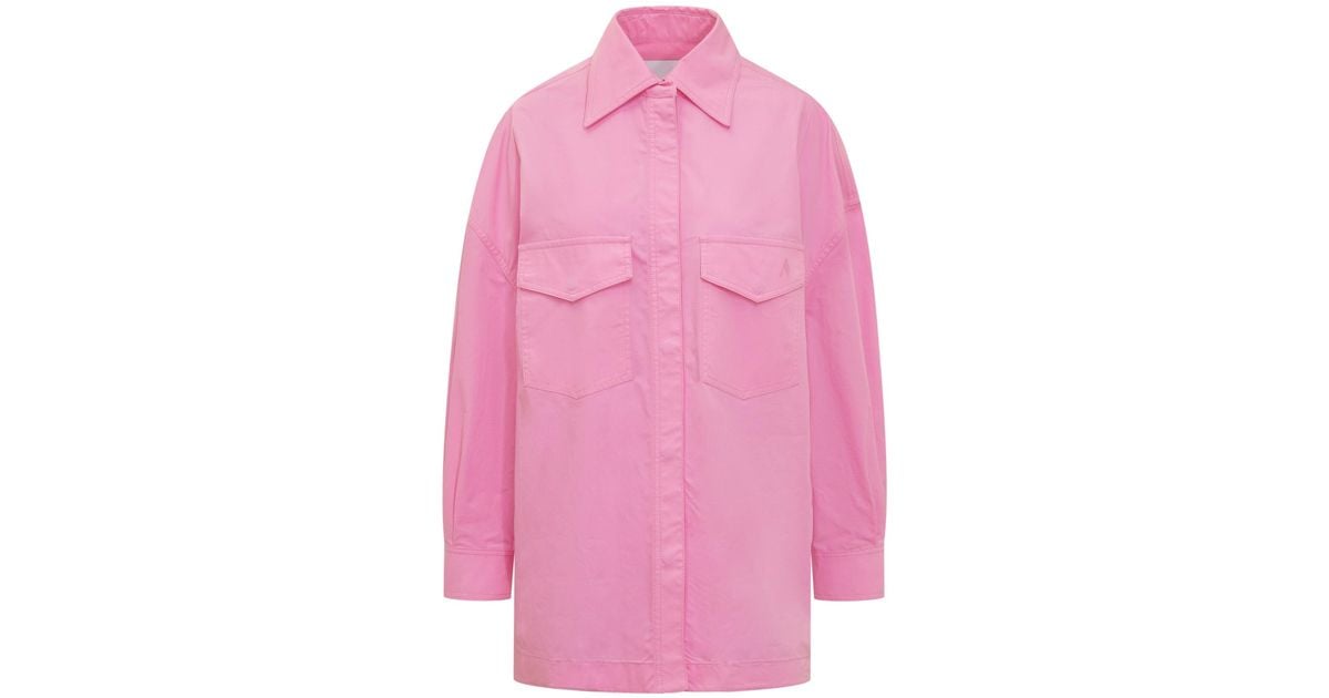 The Attico Shirt Oversize With Logo in Pink | Lyst