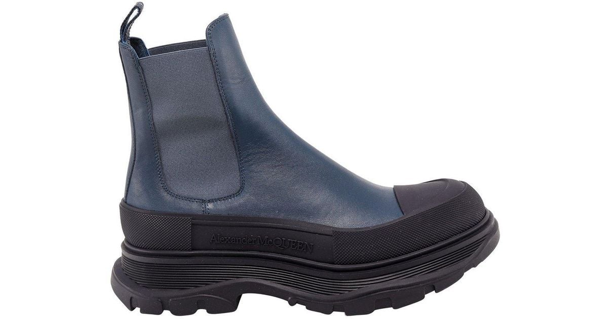 Alexander McQueen Denim Tread Slick Boots in Blue for Men | Lyst