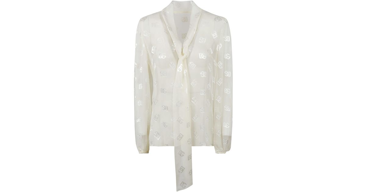 & Gabbana All-over Logo See Through Shirt White | Lyst