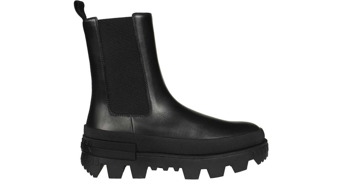 Moncler Leather Chelsea-boots in Black | Lyst