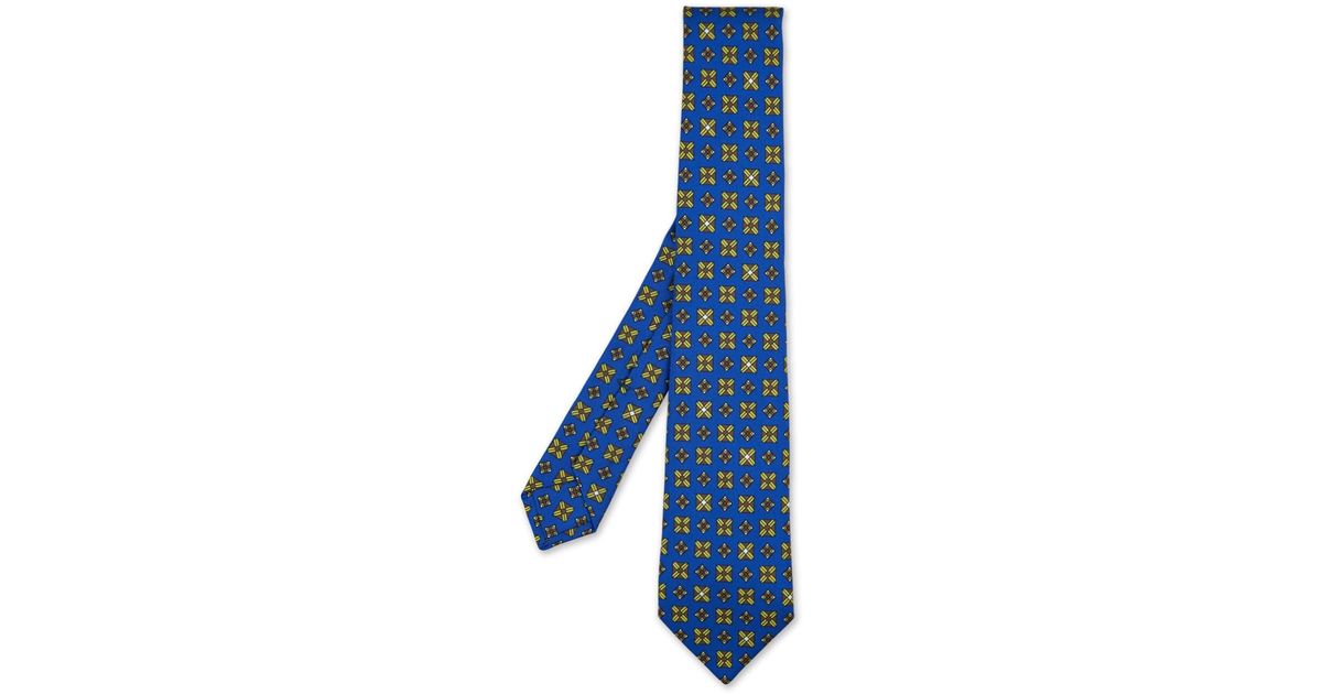 Kiton Royal Tie With Geometric Pattern in Blue for Men | Lyst