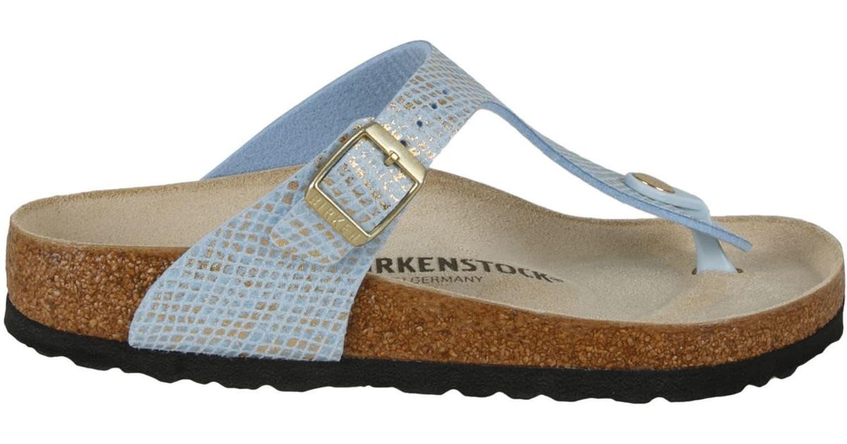 Birkenstock Gizeh Sandals in Shiny Python/Dusty Blue (Blue) | Lyst