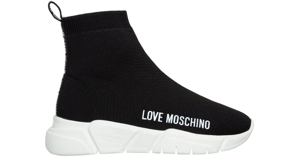 Love Moschino High-top Sneakers in Black - Save 44% | Lyst