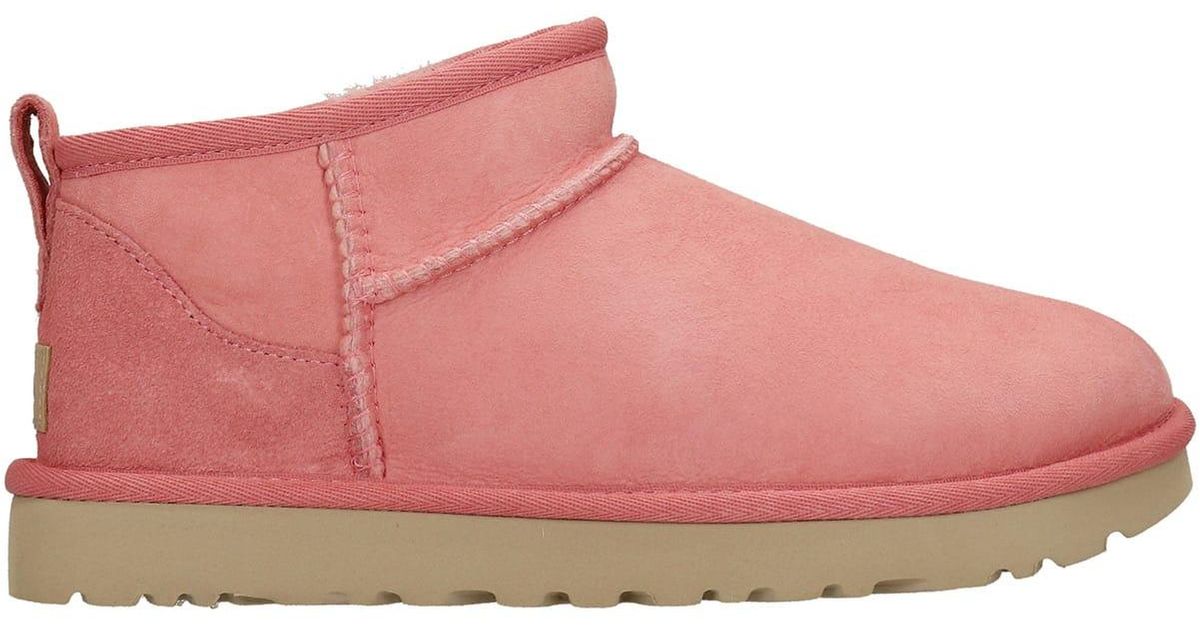UGG Classic Ultra Low Heels Ankle Boots In Suede in Rose-Pink (Pink) - Lyst