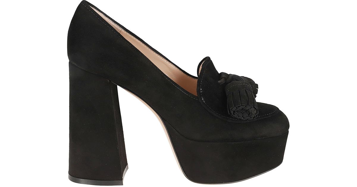 Gianvito Rossi Block Heel Bow Pumps in Black Lyst