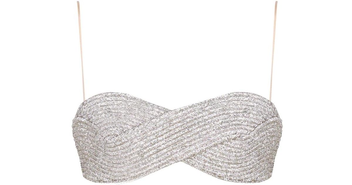 Nue Eternity Bandeau Top With Silver Crystals in White | Lyst