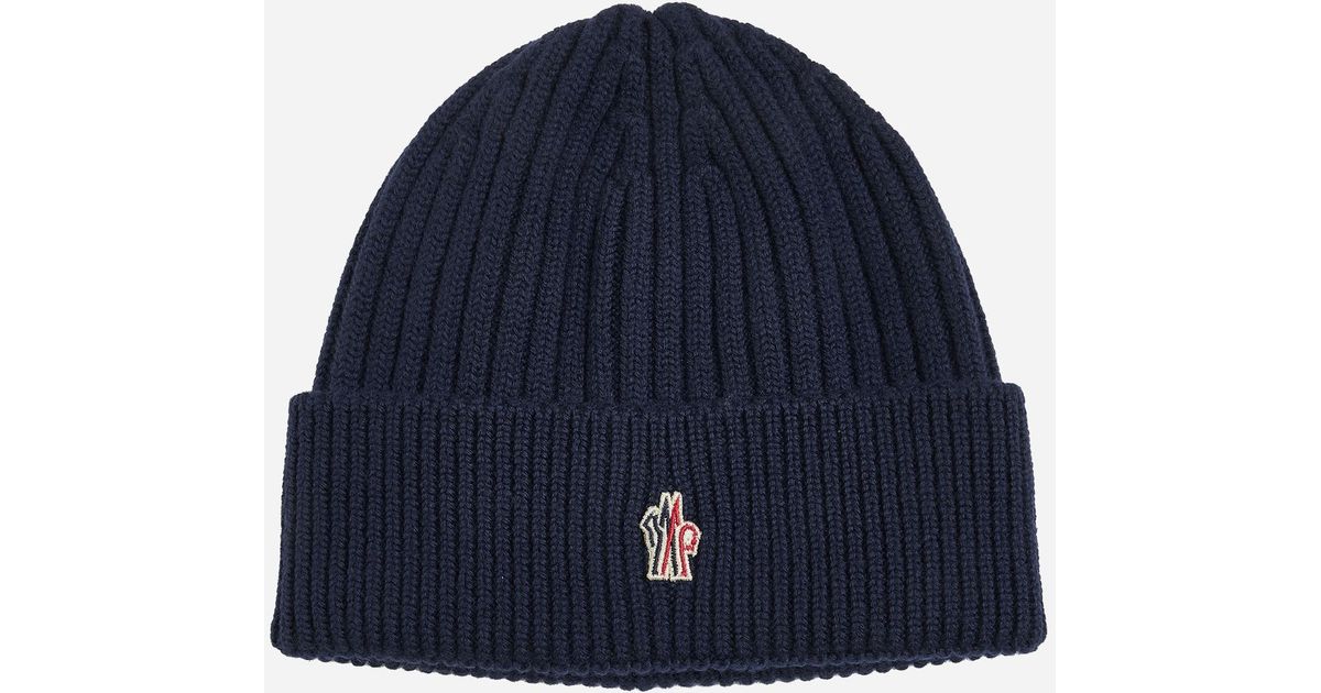 Moncler Logo Wool Beanie in Blue for Men Lyst UK