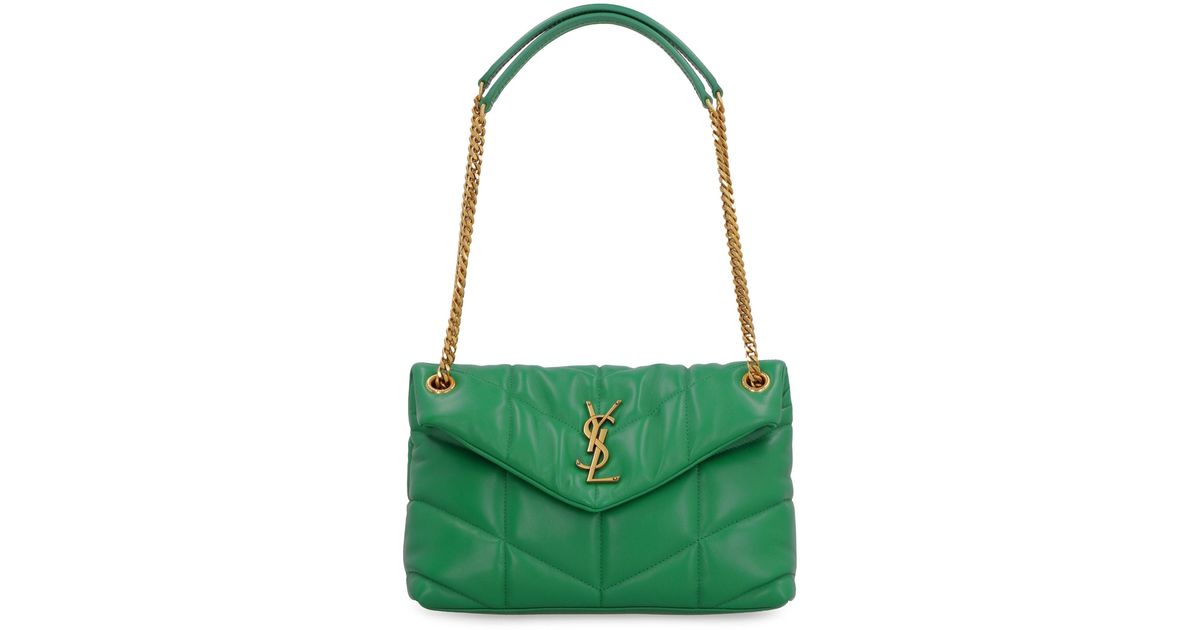 Saint Laurent Puffer Leather Crossbody Bag in Green Lyst
