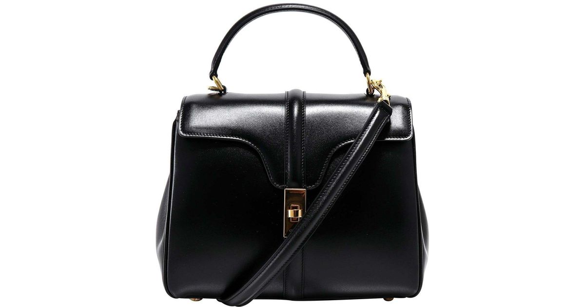 Celine Small 16 Foldover Top Tote Bag in Black | Lyst