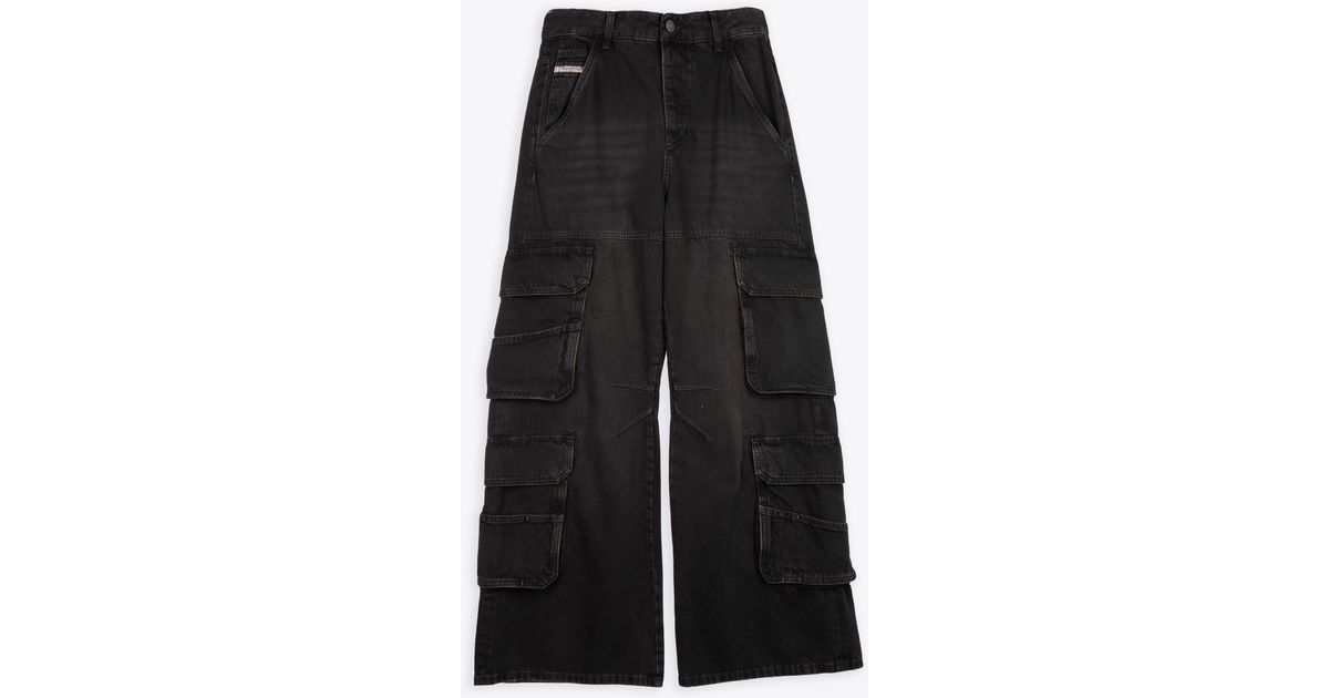 DIESEL D-Sire-Cargo-D L.30 Denim Cargo Pant in Black | Lyst 