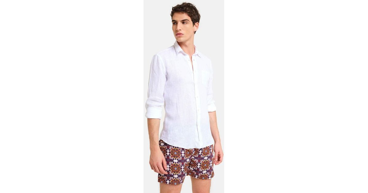 PENINSULA Swimwear Shirt Spiaggia Bianca Linen in White for Men - Lyst