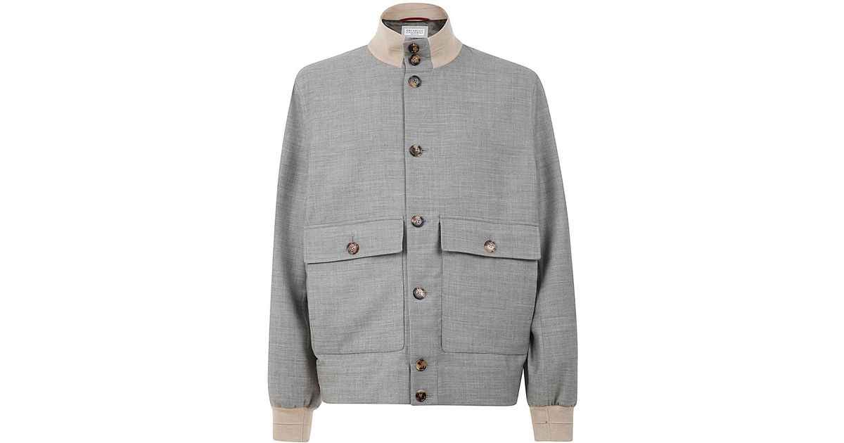 Brunello Cucinelli Cashmere Double Bomber Jacket in Grey (Gray) for Men -  Save 23% | Lyst