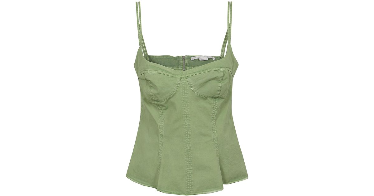 Stella McCartney Garment Dyed Peplum Top in Green | Lyst